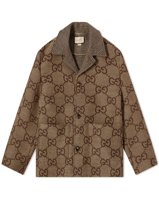 Gucci Brown Jumbo Gg Chore Jacket for men