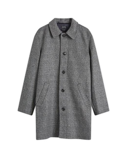 A.P.C. Gray Pete Check Wool Mac for men