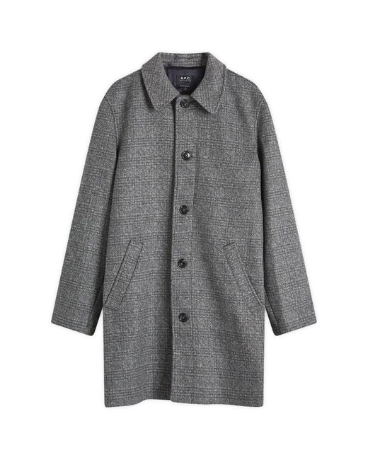 A.P.C. Gray Pete Check Wool Mac for men