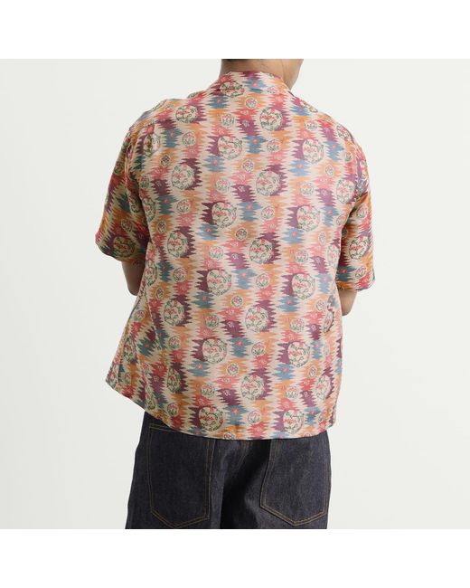 Visvim Pink Crosby Jacquard Silk Short Sleeve Shirt for men