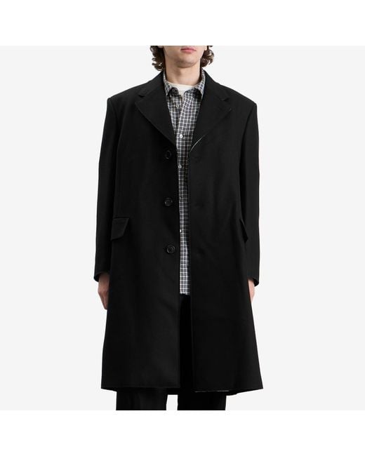 Maison Margiela Black Mm6 Wool Overcoat for men