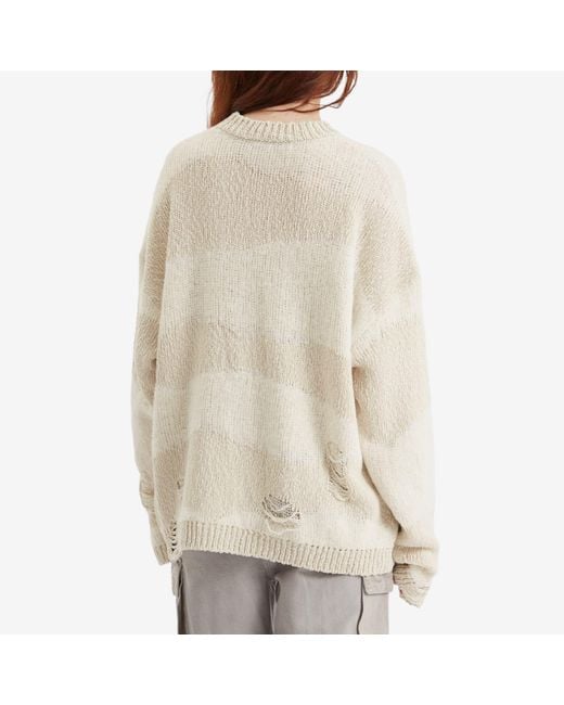 Our Legacy White Popover Roundneck Destructive Wave Knit