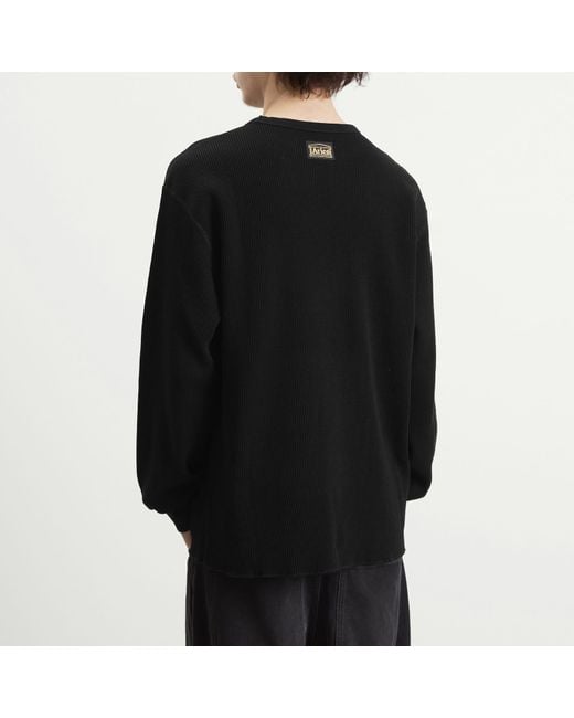 Aries Black Reversible Temple Waffle Long Sleeve T-Shirt for men