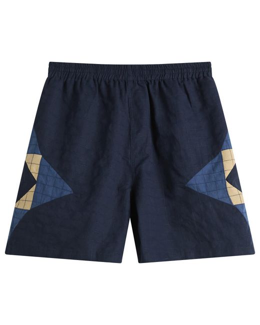 A.P.C. Blue Connor Patchwork Shorts for men
