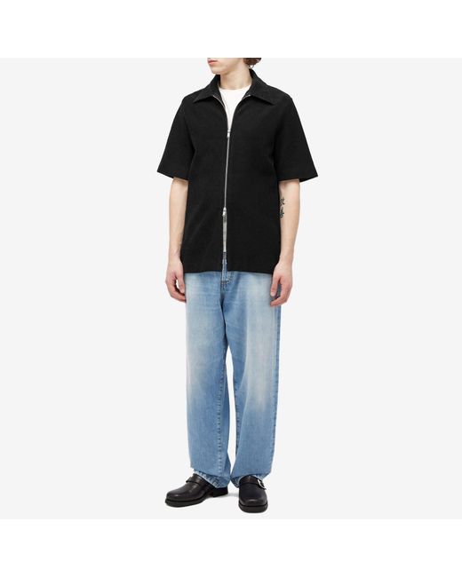 Jil Sander Black Jil Sander Plus Fine Cord Zip Short Sleeve Shirt for men