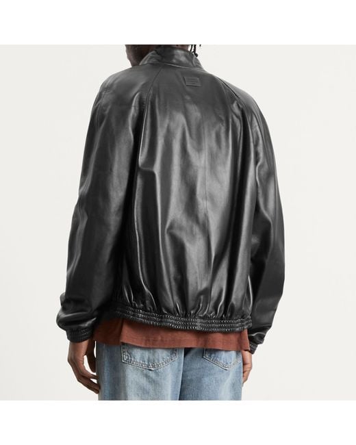 Acne Black Leather Bomber Jacket for men