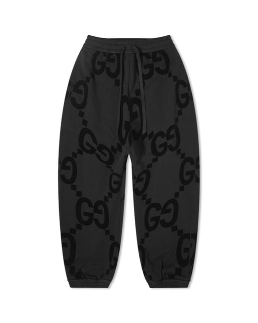 Gucci Black Jumbo Gg Flocked Sweat Pants for men