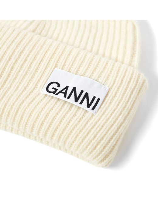 Ganni Natural Rib Knit Beanie