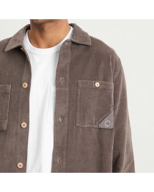 Folk Brown Anniversary Patch Overshirt for men
