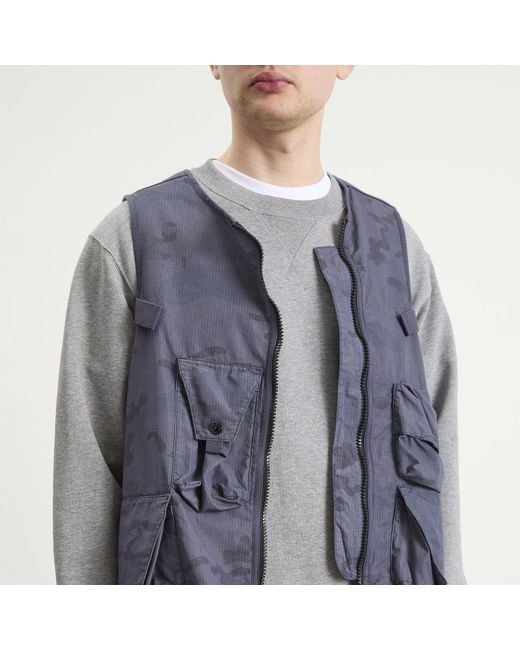 Stone Island Blue Faded Camo Ripstop-Tc Utility Vest for men
