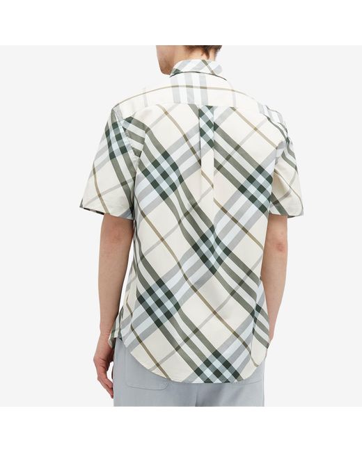 Burberry Gray Short Sleeve Check Shirt for men