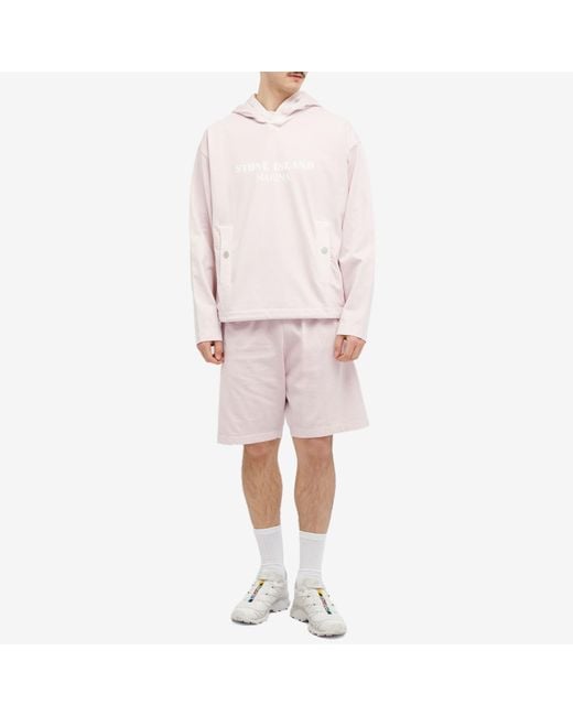 Stone Island Pink Marina Garment Dyed Sweat Shorts for men