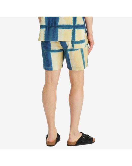 Kardo Blue Clamp Dye Drawstring Shorts for men