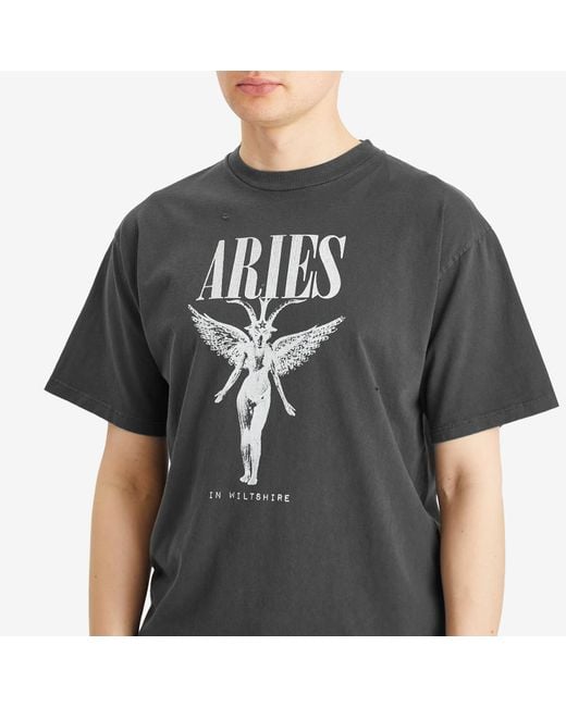 Aries Black Destroyed Nirvana T-Shirt for men