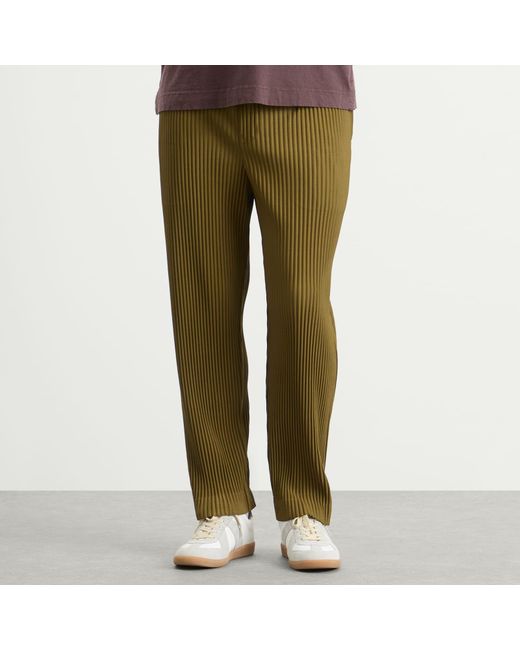 Homme Plissé Issey Miyake Green Pleated Straight Trousers for men