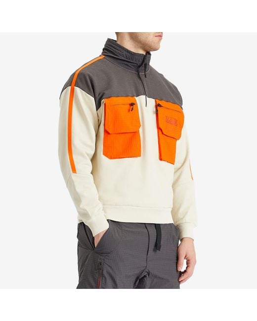 Napapijri Gray Poly Half Zip Sweatshirt for men