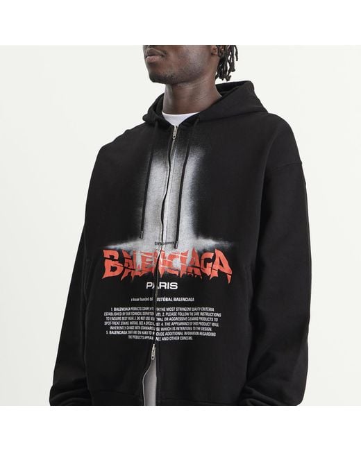 Balenciaga Black Oversized Zip-Up Hoodie for men