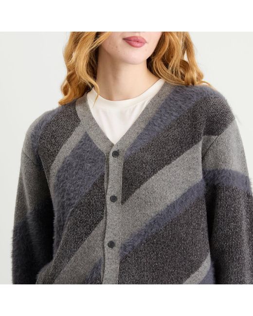 Toga Gray Toga Regimental Knit Cardigan