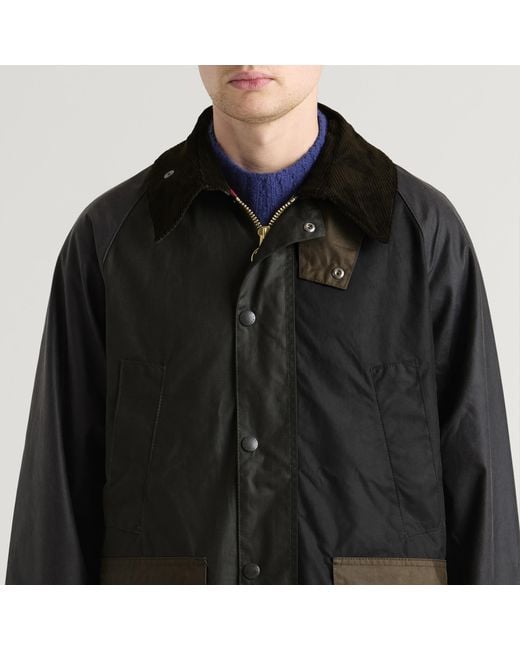 Barbour Black Patchwork Os Bedale Wax Jacket for men