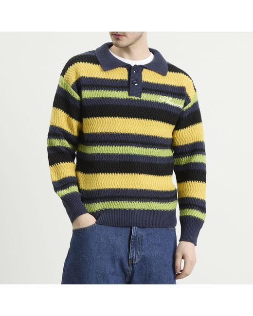 Pleasures Yellow Cooper Polo Sweater for men