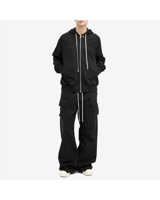 Rick Owens Black Cotton Twill Drawstring Cargo Pants for men