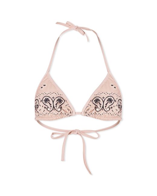 Palm Angels Pink Paisley Print Triangle Bikini Top