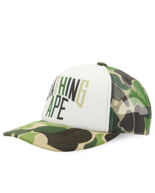 A Bathing Ape Green Abc Camo Nyc Logo Mesh Cap for men