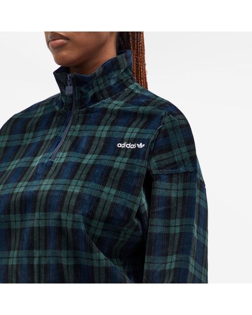 adidas Tartan Half Zip in Blue | Lyst Australia