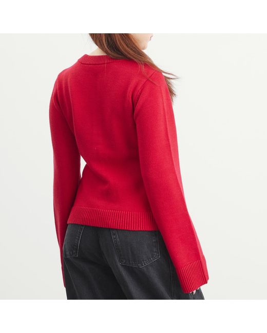 GOOD AMERICAN Red Button Front Knit Cardigan