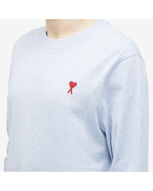 AMI White Long Sleeve Small A Heart T-Shirt for men