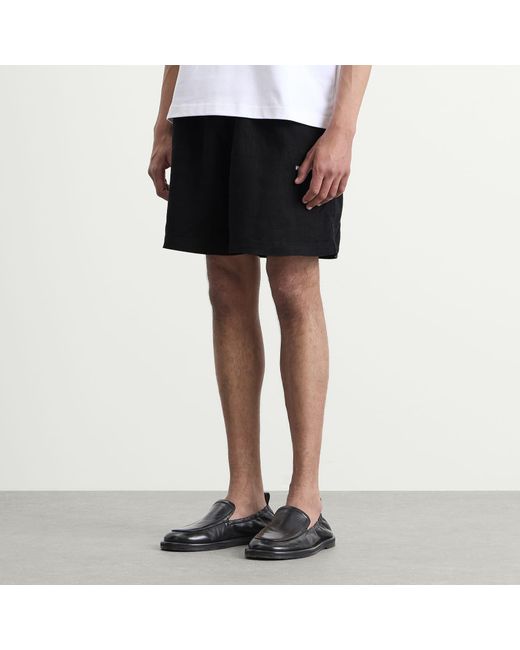 MKI Miyuki-Zoku Black Linen Wide Leg Shorts for men