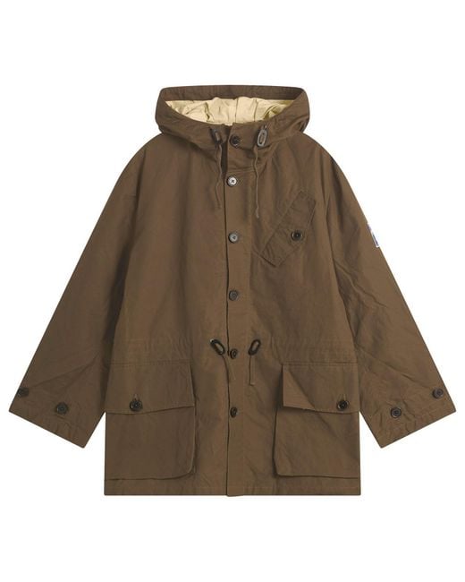 Universal Works Brown British Waxed Cotton Boston Parka for men