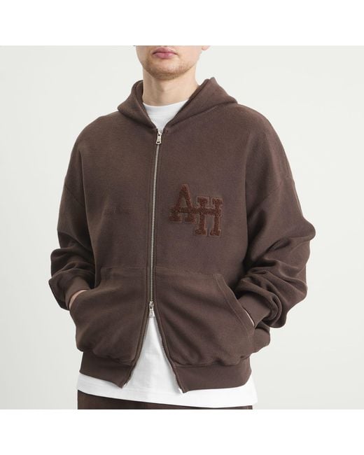 Annie Hood Brown Inside Out College Zip Hoodie for men