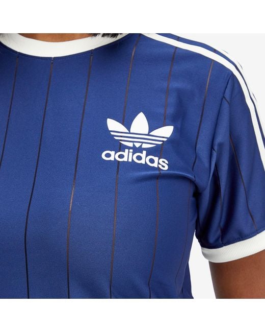 Adidas Blue 3 Stripe T-Shirt