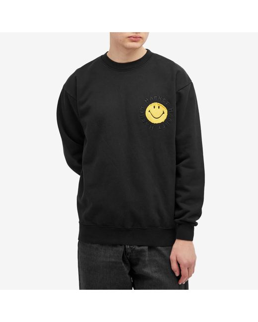 Market Black Smiley Vintage Wash Crew Sweater for men