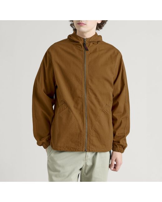 Gramicci Green Herringbone Hooded Jacket for men