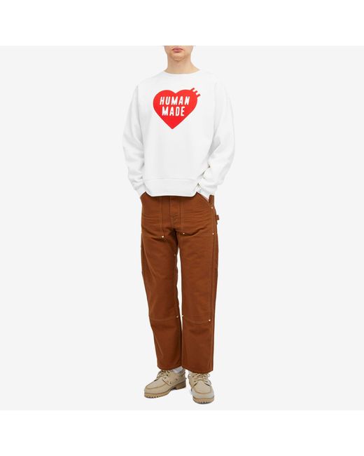 Human Made White Heart Crew Sweat for men
