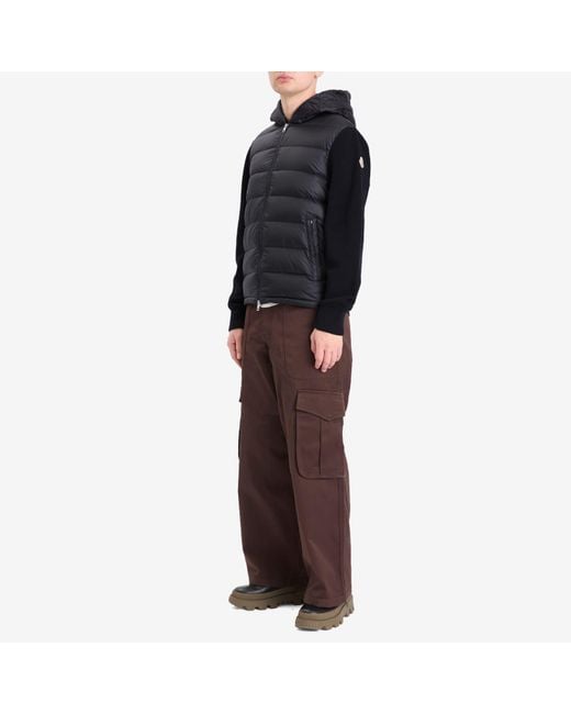 Moncler Black Hybrid Zip Through Hooded Jacket for men