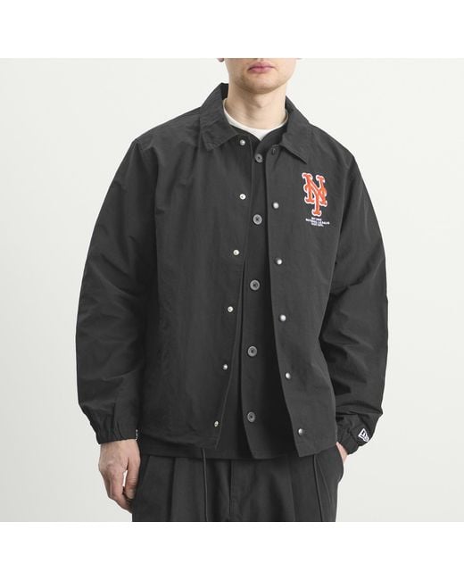 KTZ Black Mlb New York Mets Coaches Jacket for men
