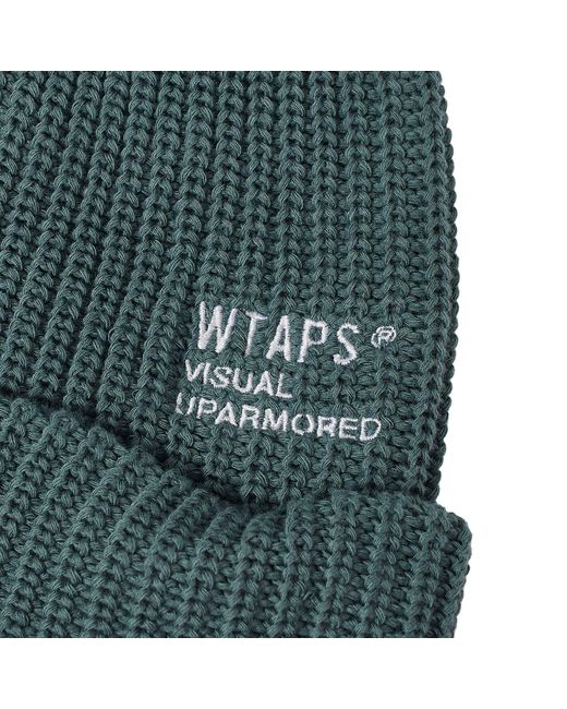 (w)taps Green 22 Logo Beanie Hat for men
