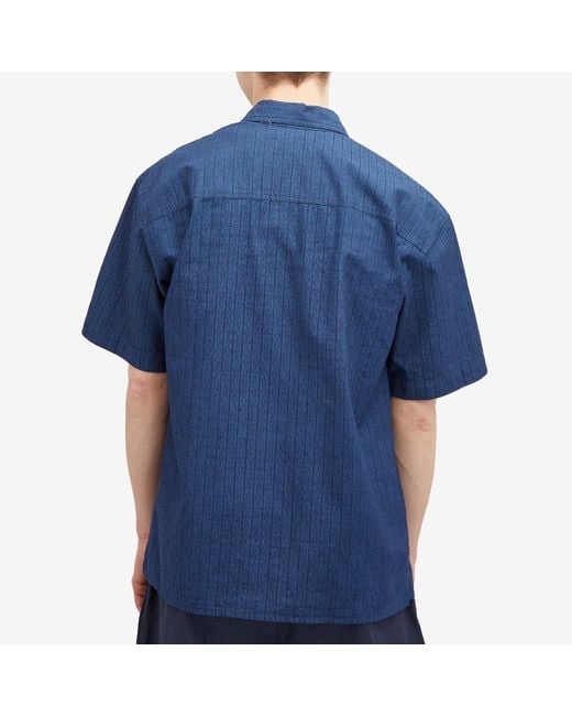 YMC Blue Mitchum Short Sleeve Shirt for men