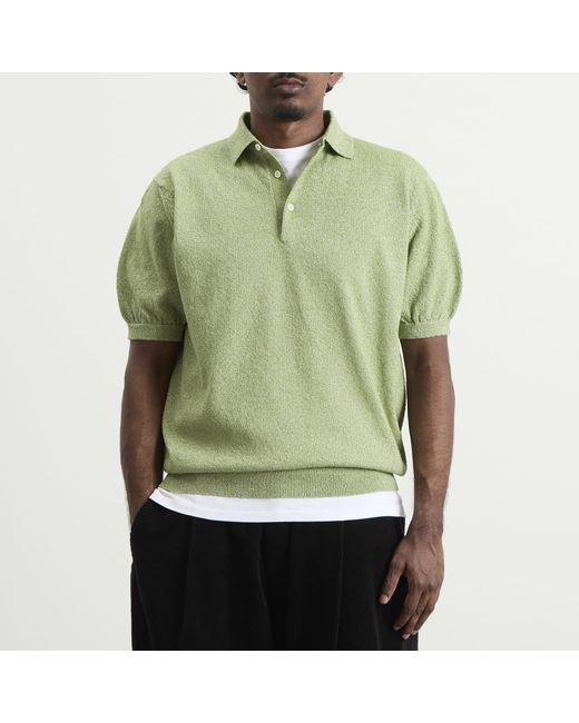 Beams Plus Green Boucle Knit Polo for men