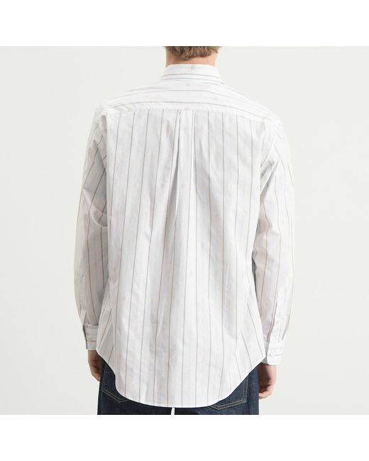 Drole de Monsieur White Monogramme Stripe Shirt for men
