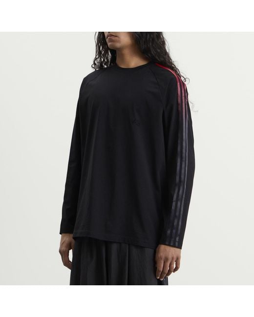 Y-3 Black Oversized Gradient Stripes Long Sleeve T-Shirt for men