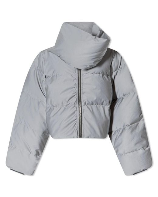 Rick Owens Funnel Neck Puffer Jacket in Gray | Lyst