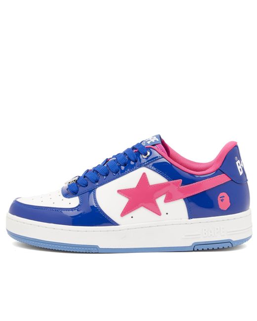 A Bathing Ape Blue Patent Leather Bape Sta Sneaker for men