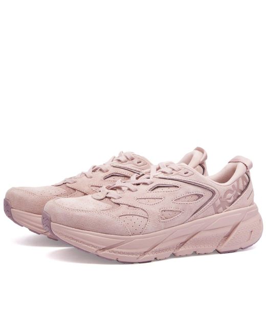 Hoka One One Pink Clifton L Suede Sneakers for men