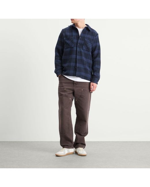 Wax London Blue Whiting Skate Check Overshirt for men