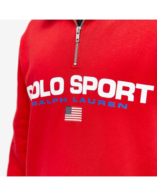 Polo Ralph Lauren Red Polo Sport Quarter Zip Sweat for men