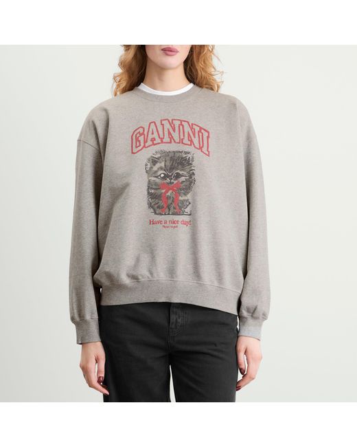 Ganni Gray Isoli Crewneck Sweatshirt